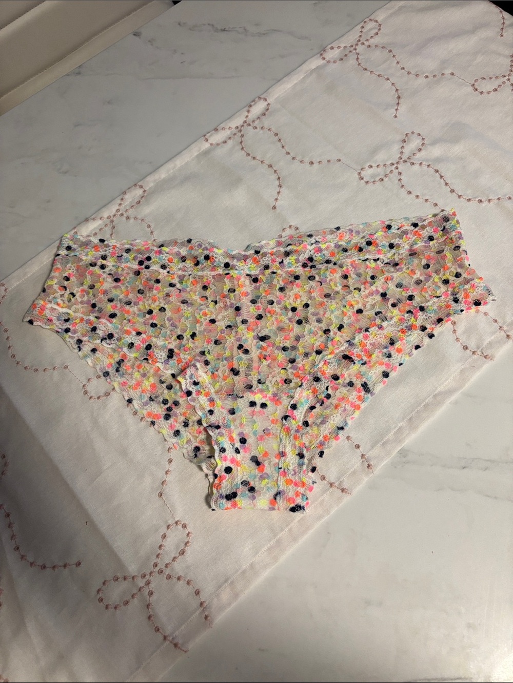 Victoria's Secret Neon Dot Lace Hipster Panty